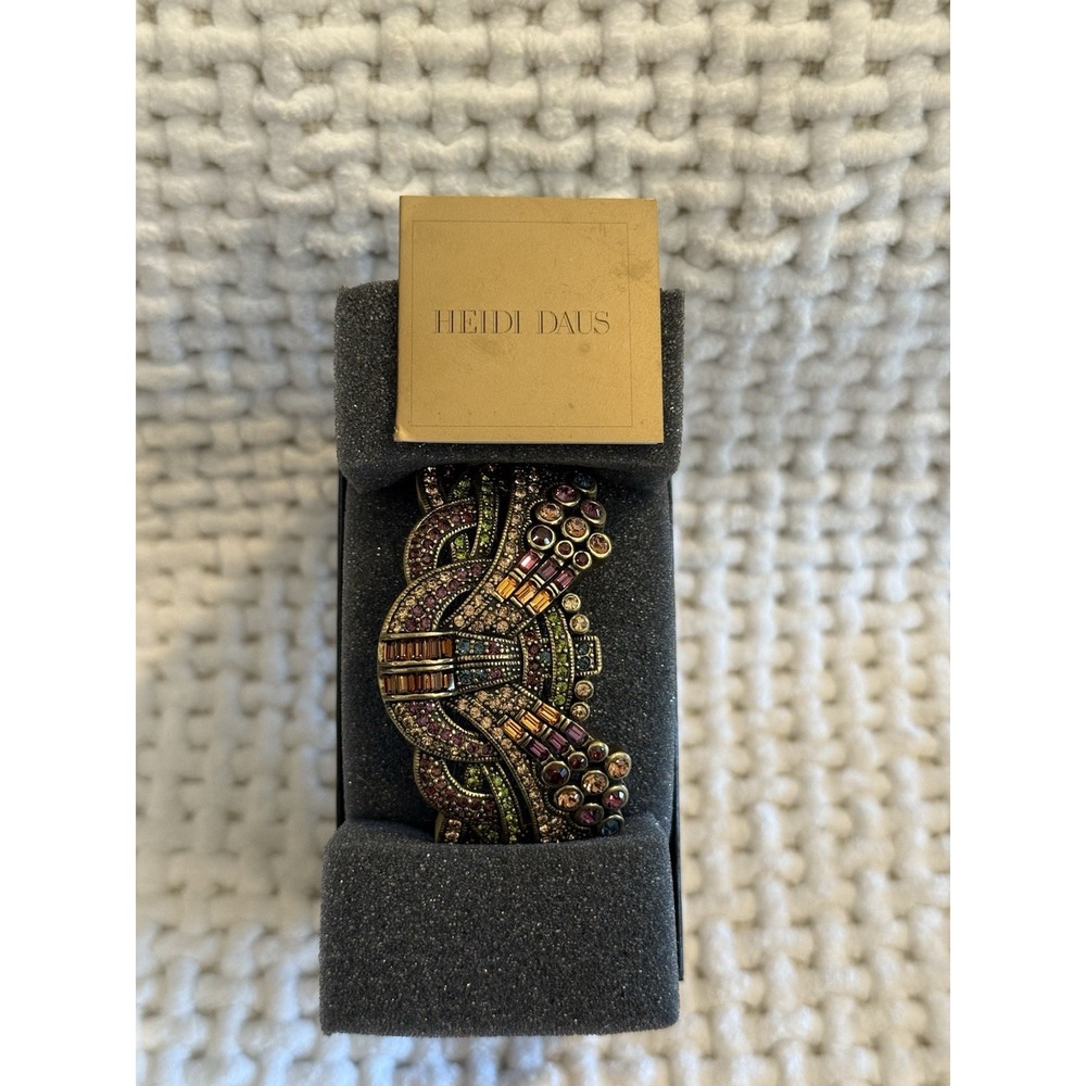Heidi Daus Amber Autumn Multi-Color Crystal Statement Cuff Bracelet 377918 NIB